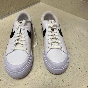 New Nike Court Legacy Lift Sneakers: White/Hemp/Team Orange/Black